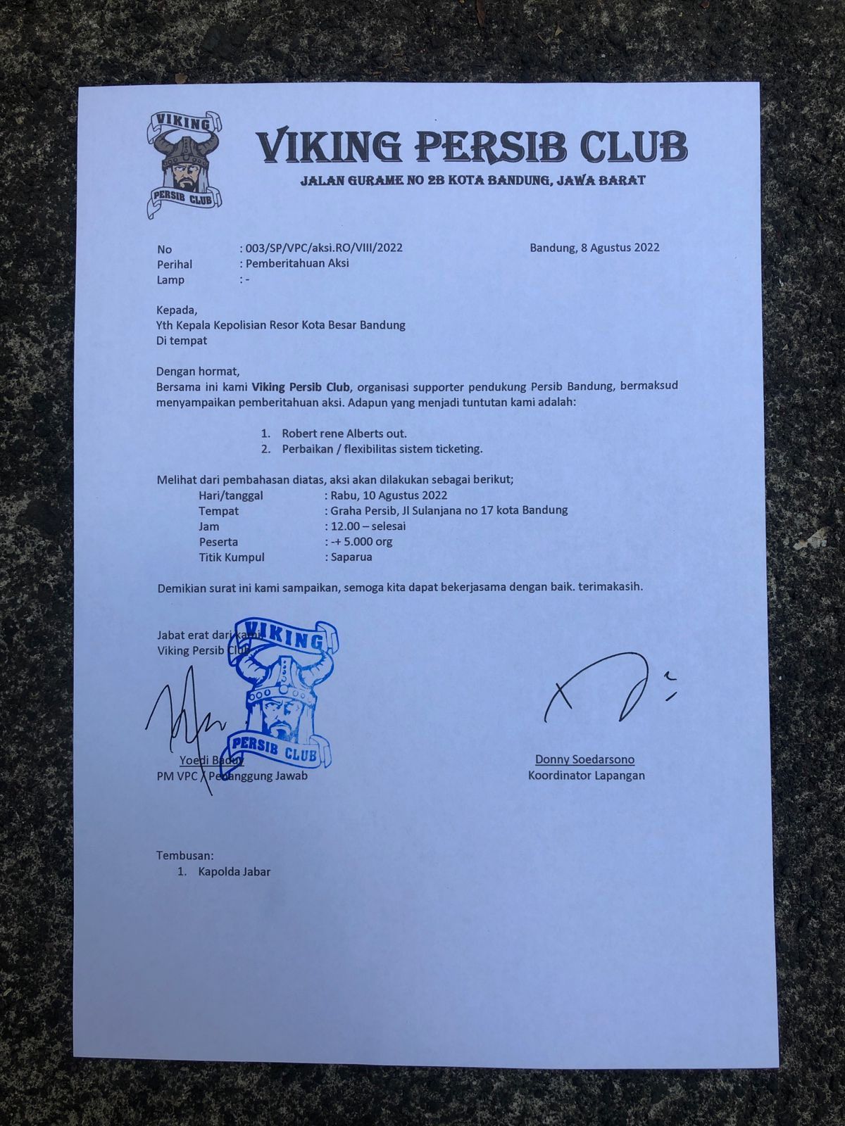 Viking Gelar Demo Besar di Kantor Persib Besok 10 Agustus 2022, Ini Tuntutannya