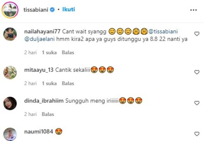 Komentar netizen soal rumor pernikahan Dul Jaelani dan Tissa Biani