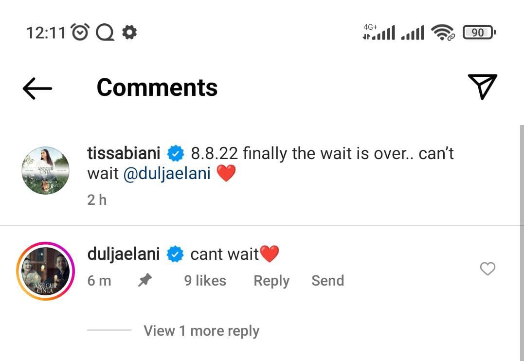 Tissa Biani dan Dul Jaelani saling berbalas komentar di Instagram