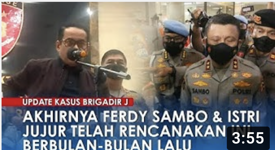 Thumbnail video yang mengatakan Ferdy Sambo dan Putri Candrawathi akui rencanakan pembunuhan terhadap Brigadir J