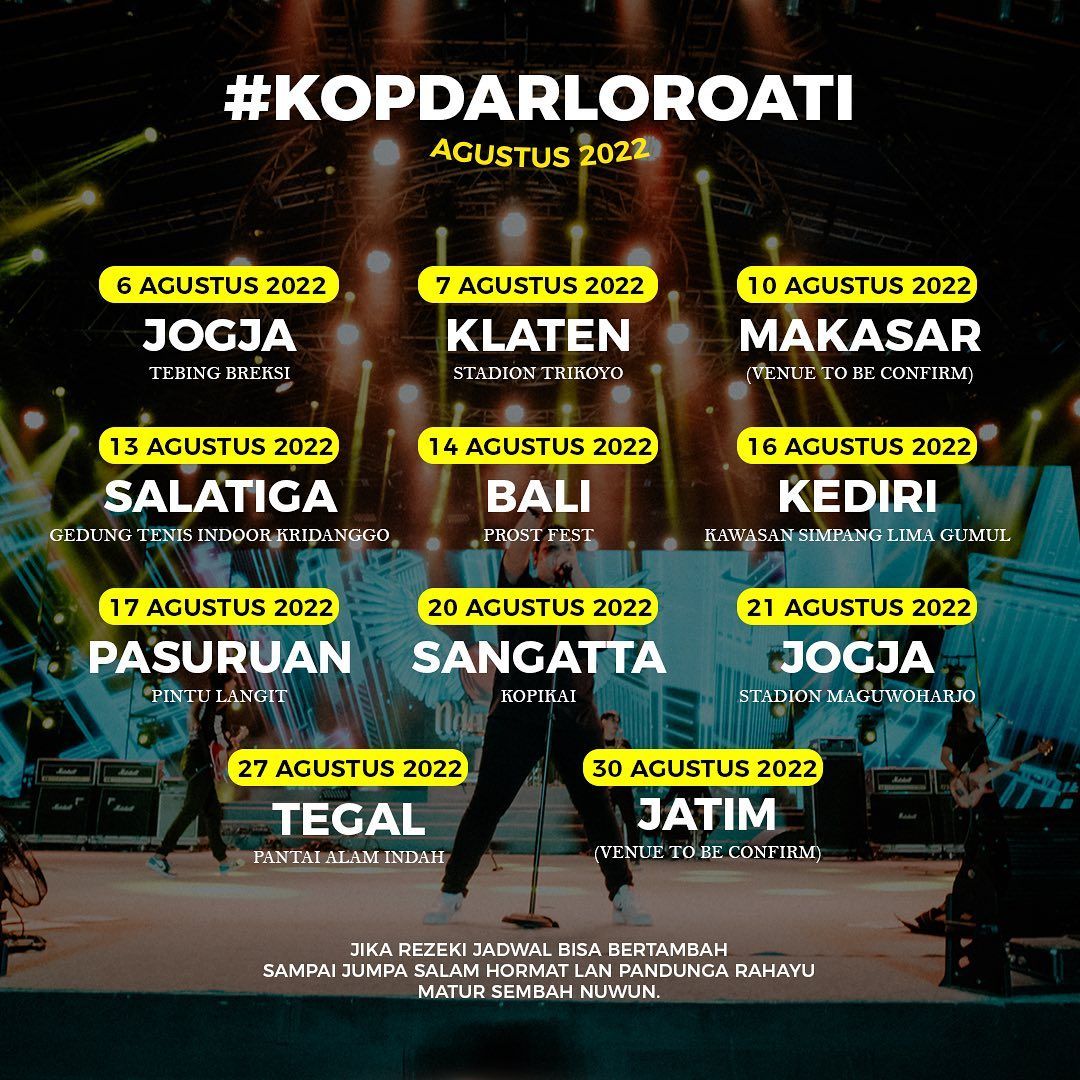 Jadwal konser Ndarboy Genk Kopdar Loro Ati atau #kopdarloroati