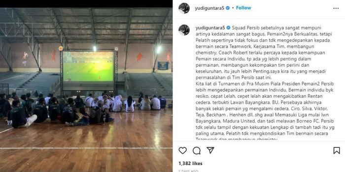 Komentar Yudi Guntara terhadap pelatih Persib Bandung, Robert Alberts.