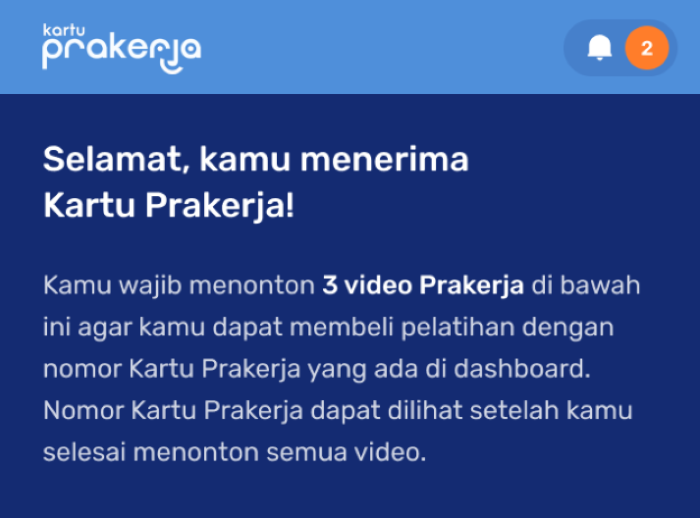  Ilustrasi pengumuman lolos seleksi Kartu Prakerja/Tangkapan layar Prakerja.go.id