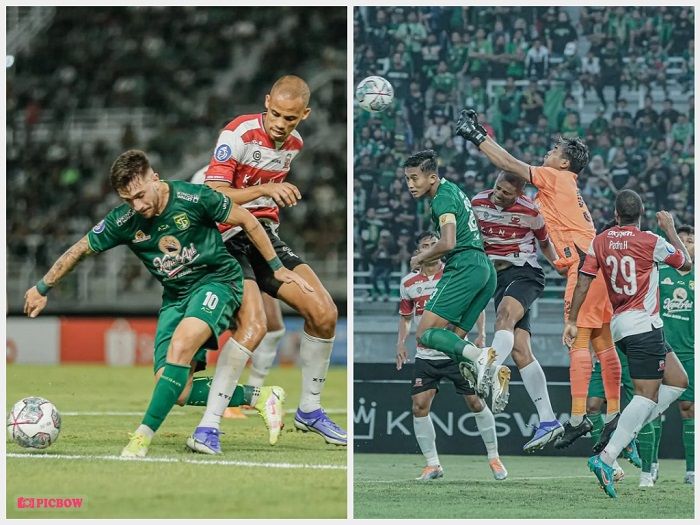 Pertandingan Persebaya Surabaya vs Madura United di Stadion Gelora Bung Tomo, pada putaran pertama Liga 1 2022/2023.