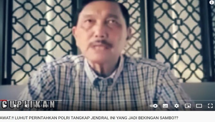 video kaitkan pernyataan Menko Marves Luhut Binsar Pandjaitan dengan kasus pembunuhan berencana yang dilakukan Ferdy Sambo