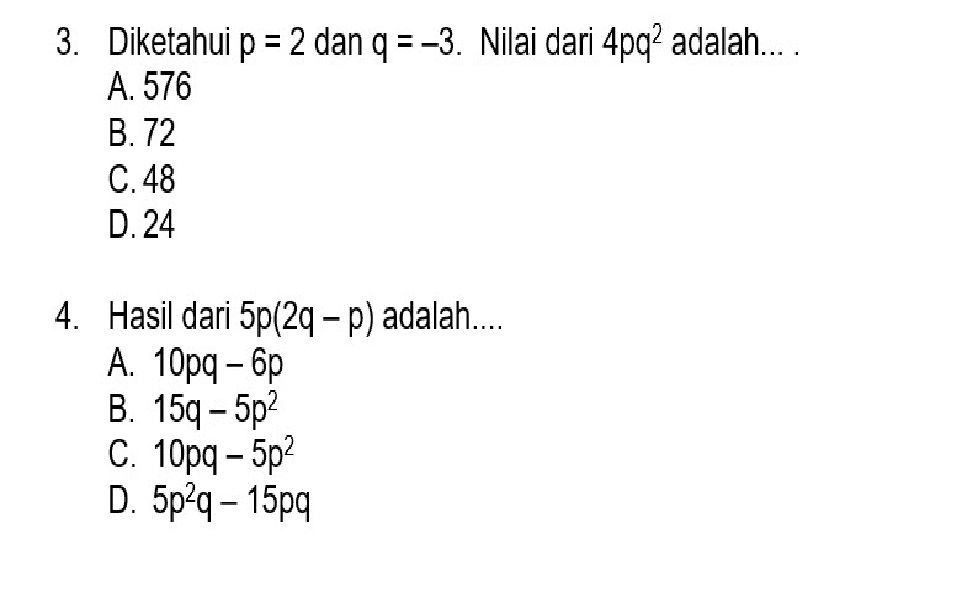 Ini 15 Contoh Soal Tes Sumatif Matematika Materi Bentuk Aljabar SMP MTs ...