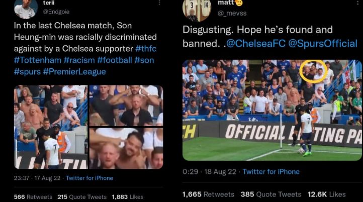 Son Heung Min kabarnya mendapat perlakuan rasisme dari fans Chelsea. 