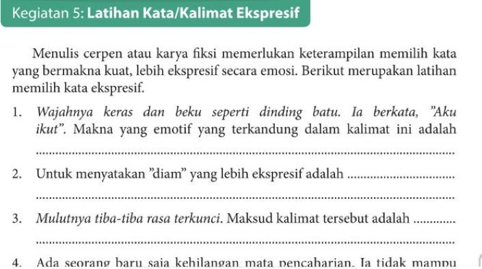 Kunci Jawaban Bahasa Indonesia Kelas 9 Halaman 77 Kegiatan 5: Kalimat Ekspresif - Malang Terkini - Halaman 2