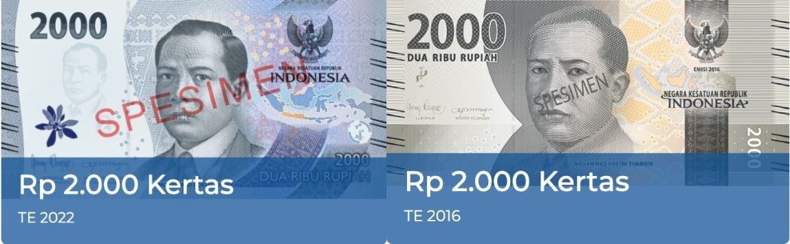 Perbedaan uang lama dan uang baru 2022 pecahan Rp2.000.