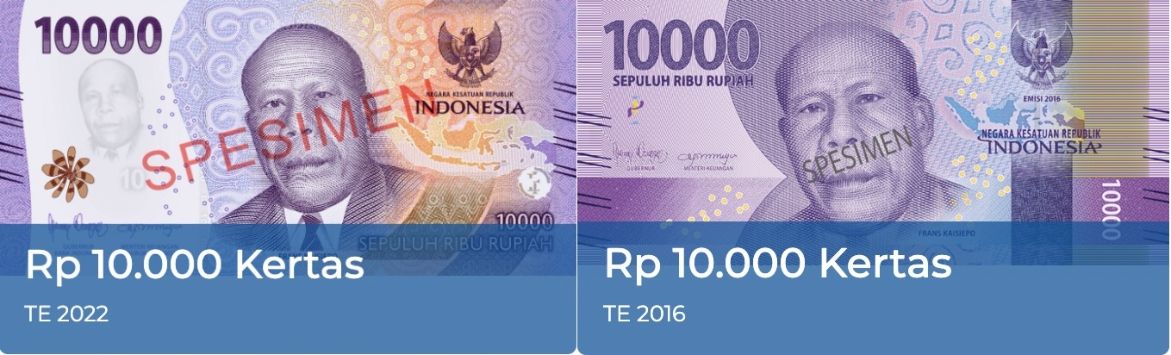 Perbedaan uang lama dan uang baru 2022 pecahan Rp10 ribu