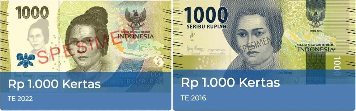 Perbedaan uang lama dan uang baru 2022 pecahan Rp1.000.