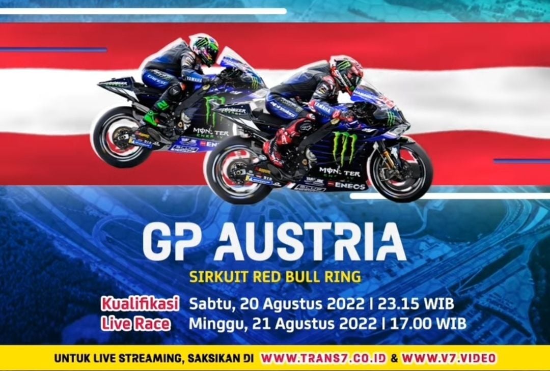 Link Live Streaming dan Jadwal MotoGP, Moto2 dan Moto3 GP Austria 2022 Sirkuit Red Bull Ring di Trans7