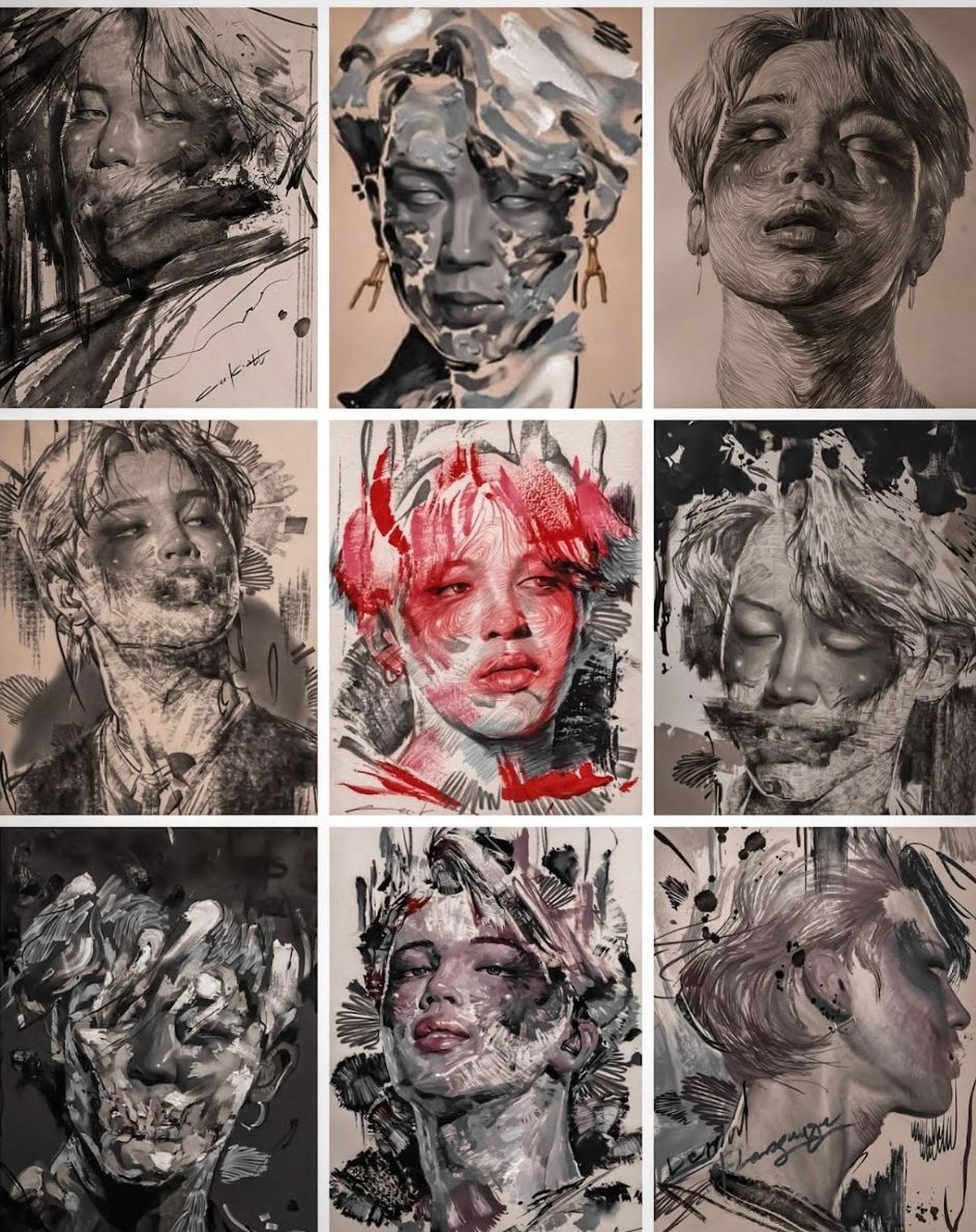 Sejumlah karya Lee.K yang terinpsirasi dari Jimin BTS./Instagram/@leekillust