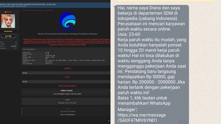 Diduga data pendaftar kartu seluler di Indonesia bocor.