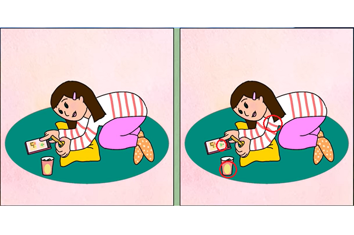 Letak 3 perbedaan pada gambar perempuan ini.*