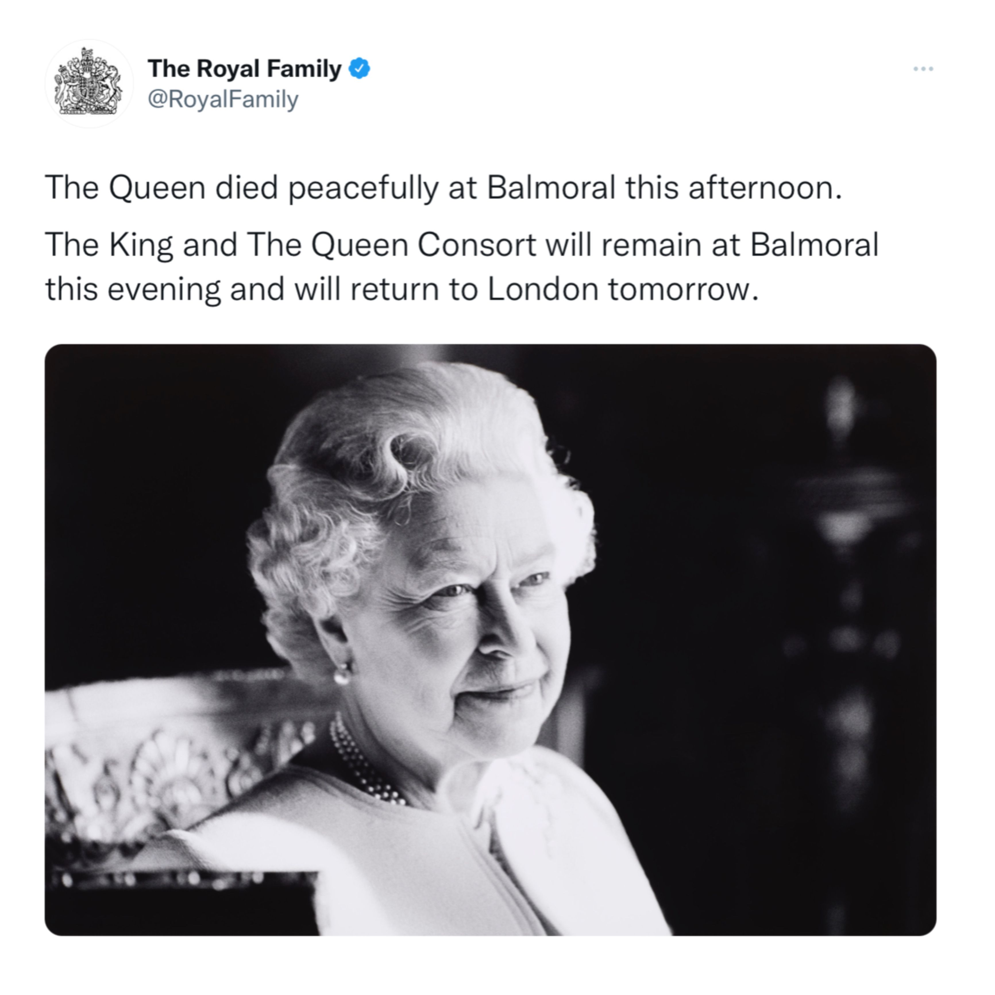 Pengumuman wafatnya Ratu Elizabeth II.
