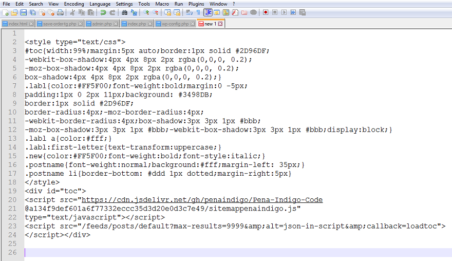Tangkapan layar script kode sitemap blogger