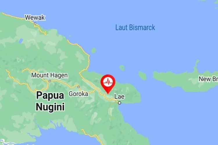 Papua Nugini juga diguncang gempa dengan kekuatan magnitudo (M) 7,5./pikiran-rakyat.com