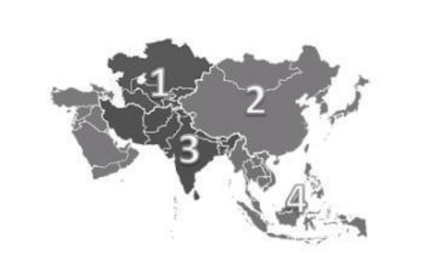 Region Asia Timur Ditunjukkan pada Nomor