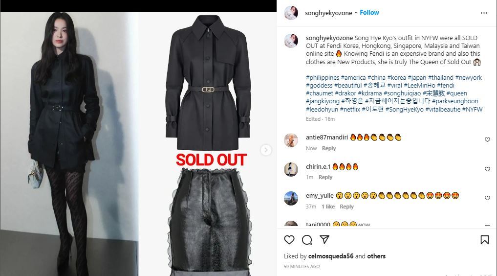 Song Hye Kyo Dapat Julukan Baru Usai Bikin Stok Produk Fendi di 5 Negara Ludes Terjual
