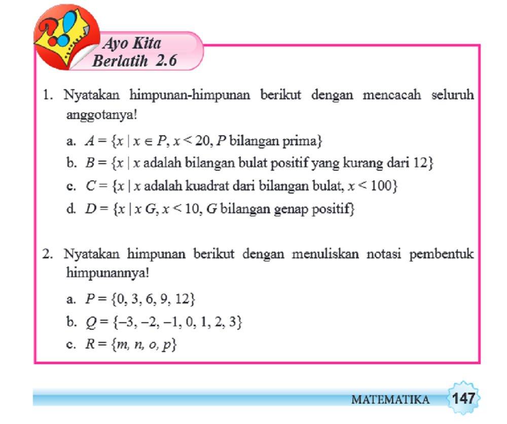 Ayo Kita Berlatih 2.6, Kunci Jawaban Matematika KELAS 7 Halaman 147 Dan ...