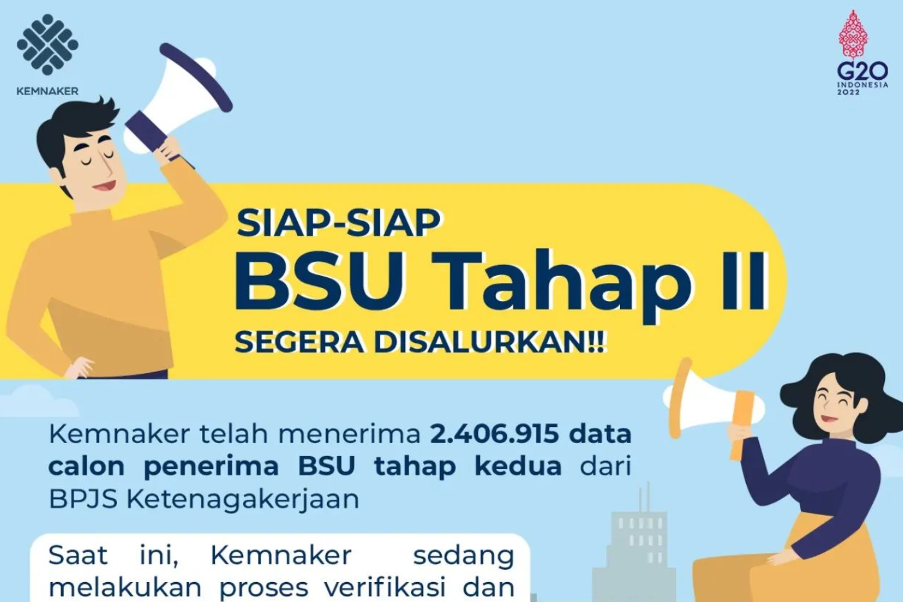 Cek Status Penerima BSU 2022 Tahap II yang Siap Cair di sso.bpjsketenagakerjaan.go.id atau bsu.kemnaker.go.id