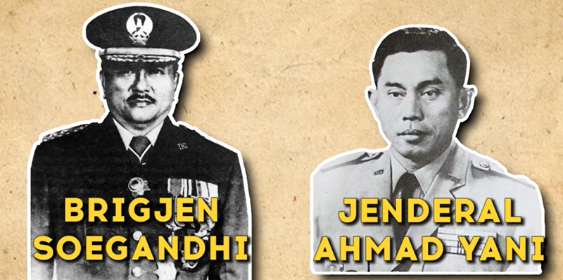 Ilustrasi foto Brigjen Soegandhi dan Ahmad Yani /tangkapan layar dari youtube cerita sejarah