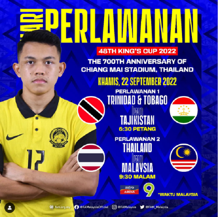 5 LINK LIVE STREAMING Thailand vs Malaysia King’s Cup 2022 FIFA Friendly Match Hari ini 22 September 2022