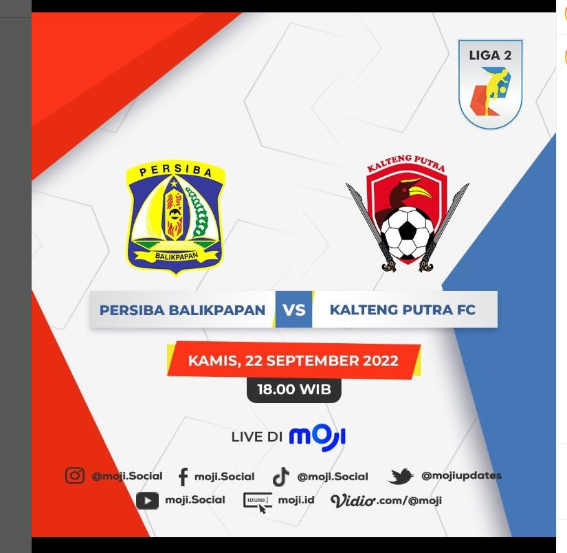 Jadwal Acara MOJI TV Kamis, 22 September 2022 Ada Live Liga 2 2022-2023, VNL Dan UEFA Champions League