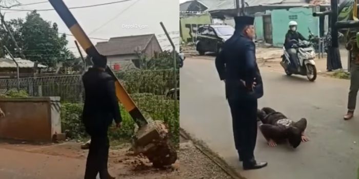 Tangkapan video viral, seorang Anggota DPRD kota Depok hukum seorang sopir truk hingga guling-guling