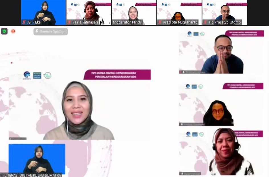 Kemenkominfo bersama siberkreasi telah menyelenggarakan kegiatan webinar untuk kelompok masyarakat/komunitas di wilayah Sumatra di bulan September ini dengan tema “Tips Dunia Digital: Mendongkrak Penjualan Menggunakan Ads”.