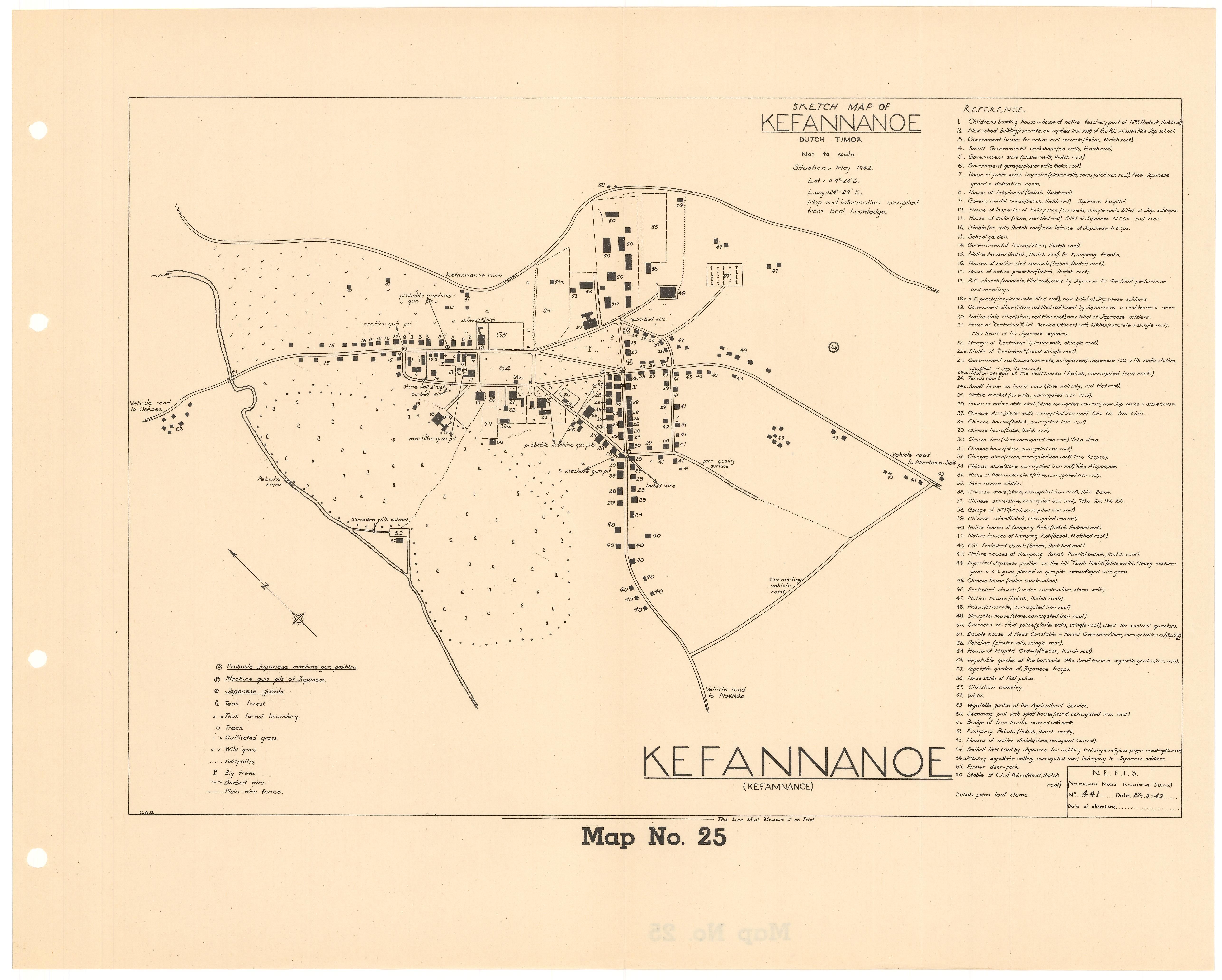 Peta asli kota Kefamnanu pada zaman Hindia Belanda.