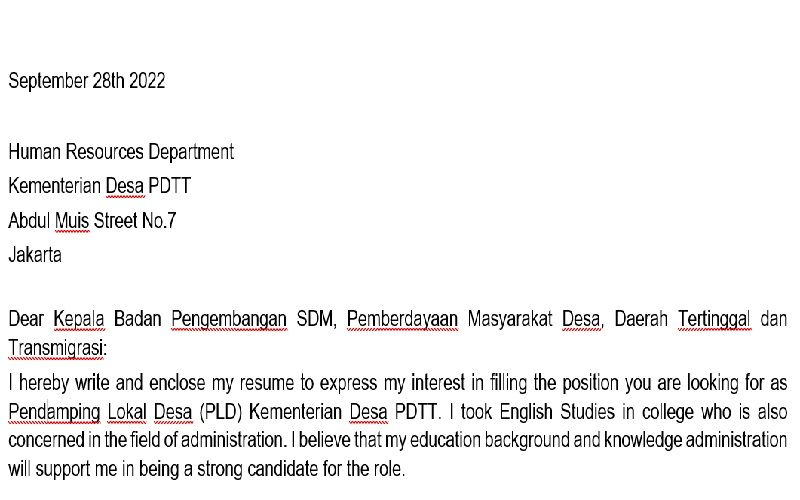 Download PDF Contoh Surat Lamaran Kerja PLD 2022, Pendamping Lokal Desa Rekrutmen Kemendesa