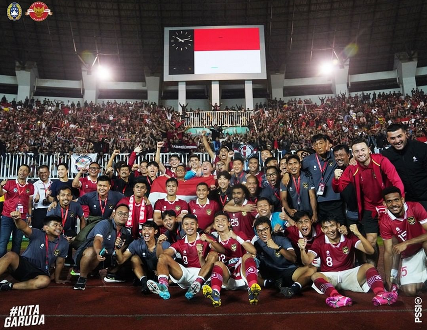 Timnas Indonesia setelah mengalahkan Curacao