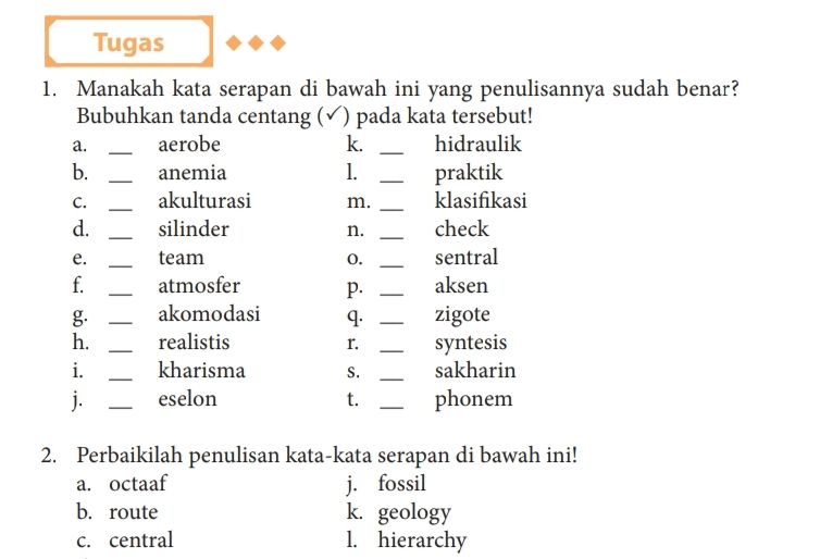 Bahasa Indonesia Kelas 11 Halaman 224, Manakah Kata Serapan Yang ...