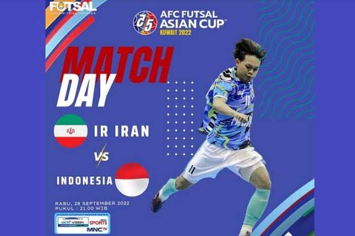 Cek link live streaming MNCTV yang menayangkan pertandingan Piala Asia Futsal 2022 antara timnas futsal Indonesia vs Iran.