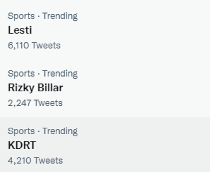 Nama Lesti dan Billar yang trending di Twitter imbas dugaan adanya KDRT.*