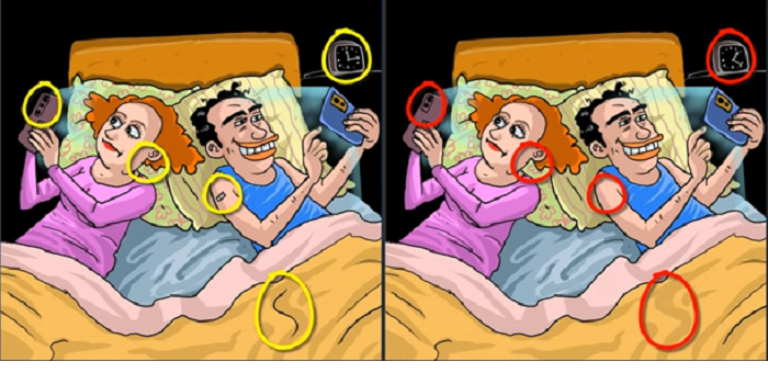 Letak lima perbedaan pada gambar suami istri ini.*