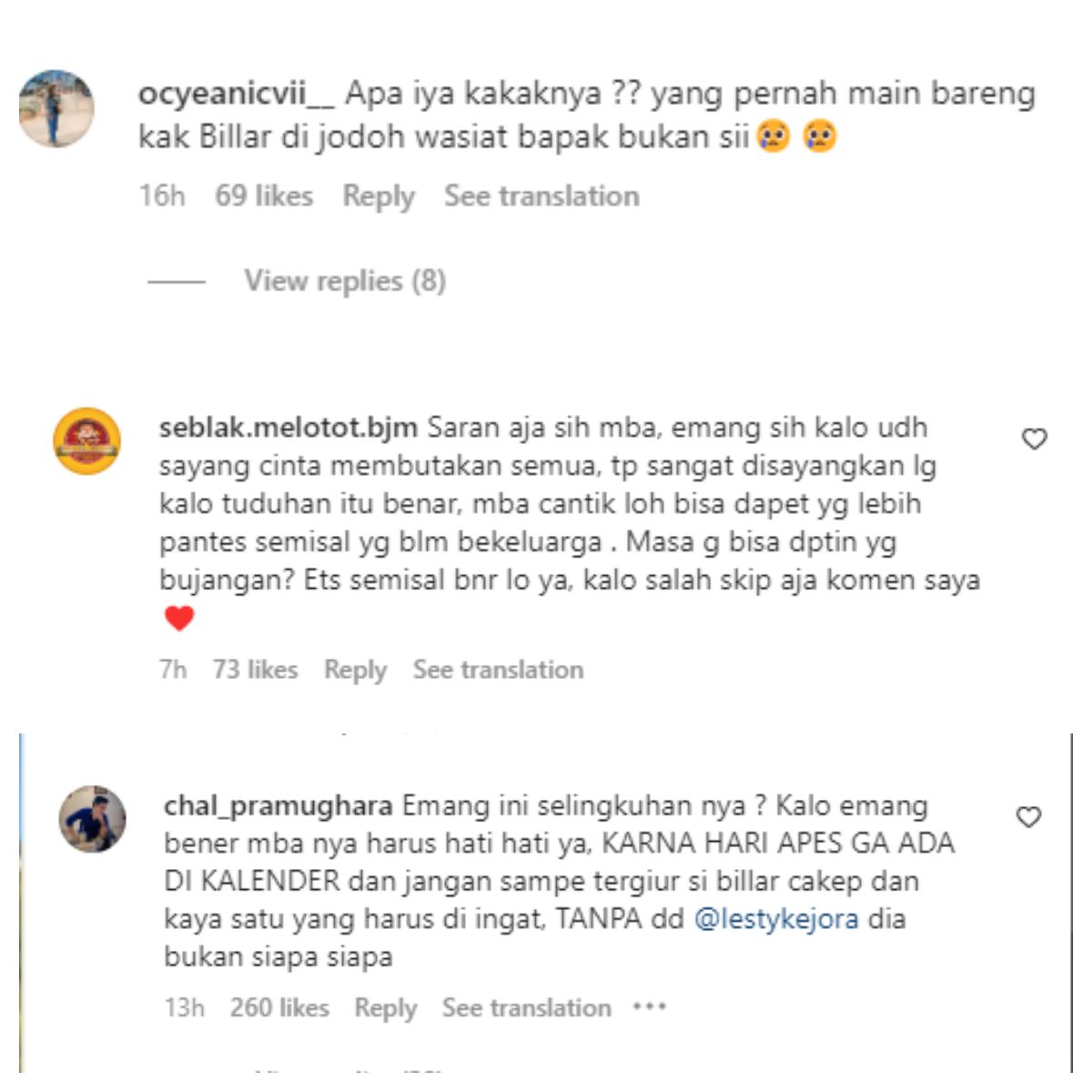 Komentar netizen di akun Instagram Devina Kirana.