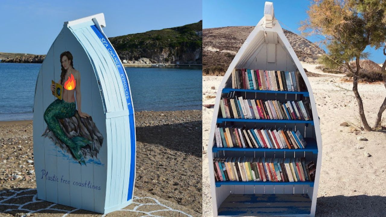 Kimolos Beach Library, Yunani.