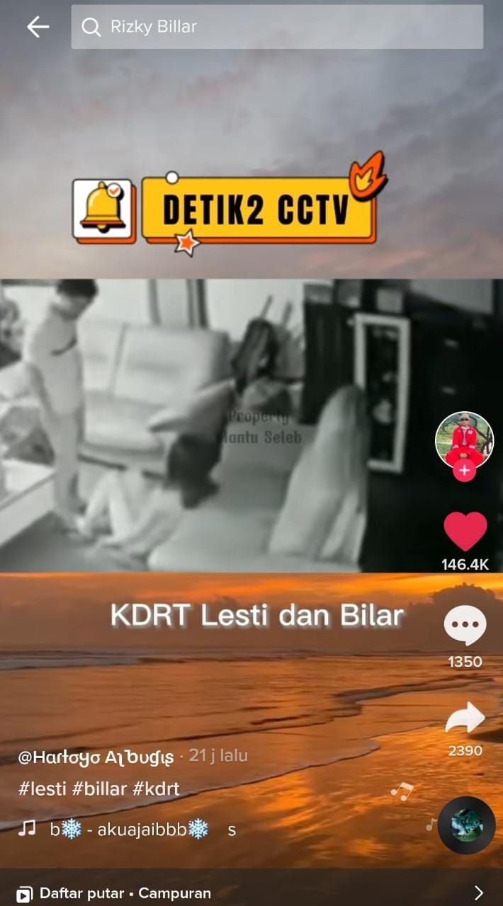 Dugaan rekaman CCTV Rizky Billar kepada Lesti Kejora tersebar di TikTok.