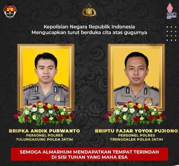 Identitas 2 anggota polisi yang gugur dalam kerusuhan di Kanjuruhan, Malang
