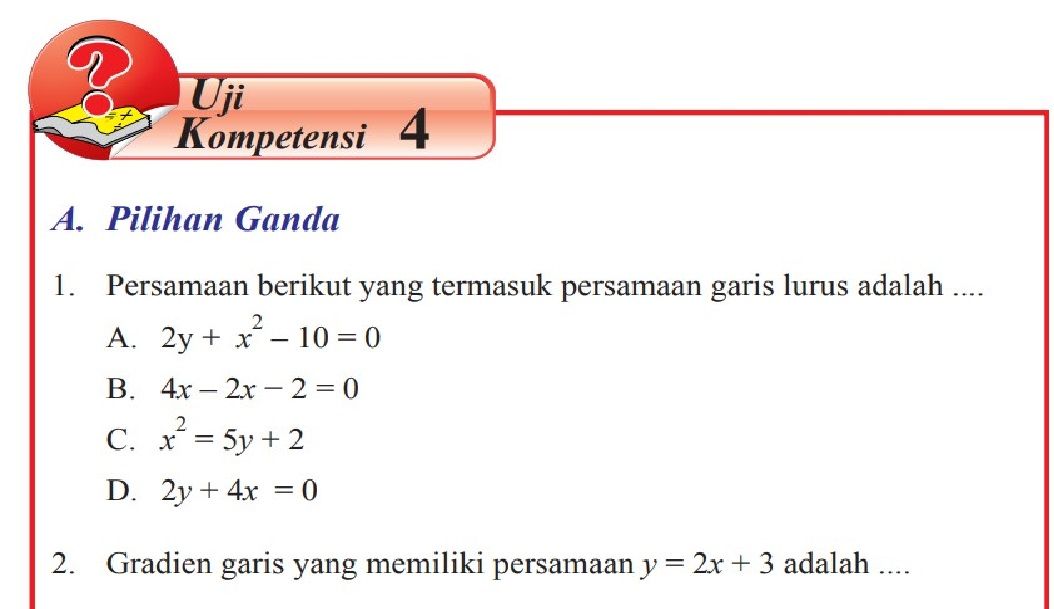 Kunci Jawaban Matematika Uji Kompetensi 4 Halaman 182 Nomor 6-10 Kelas ...