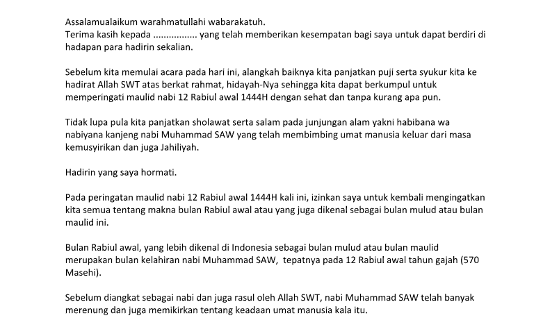 Teks Sambutan Kepala Madrasah Acara Maulid Nabi - Tukaffe.com - Tukaffe.com