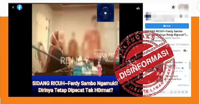 Konten yang menyebut Ferdy Sambo mengamuk di persidangan karena dipecat dengan tidak hormat