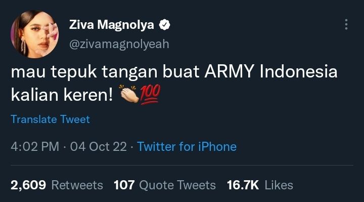 Ziva Magnolya Apresiasi Aksi ARMY Indonesia, Galang Dana untuk Korban Tragedi Kanjuruhan Lebih Dari 400 Juta