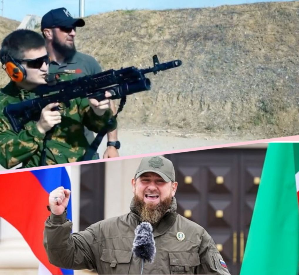 Akhmat Kadyrov menembakkan senjatanya dalam sebuah rekaman.  