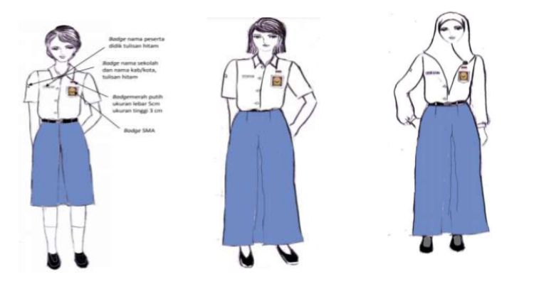 Pakaian Seragam Peserta Didik Putri SMA, SMALB, SMK, dan SMKLB.