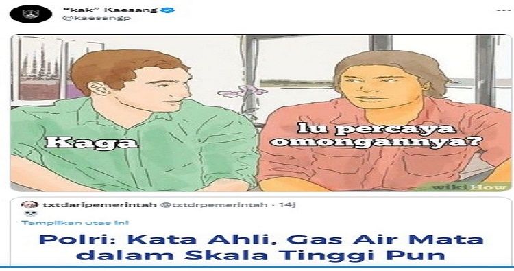 Unggahan Meme Kaesang Pangarep soal klaim Polri penggunaan gas air mata