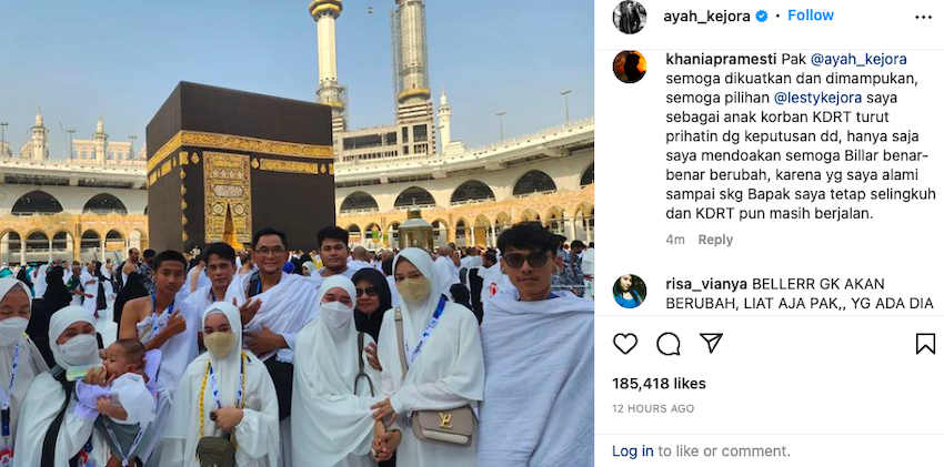 Tangkapan layar Instagram Ayah Kejora